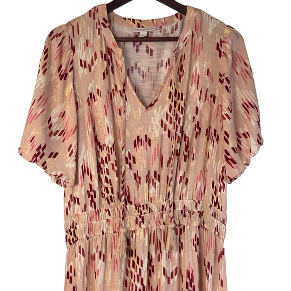 Knox Rose Maxi Dress Boho V Neck Flutter Sleeve Tiered Size Large - Picture 10 of 12